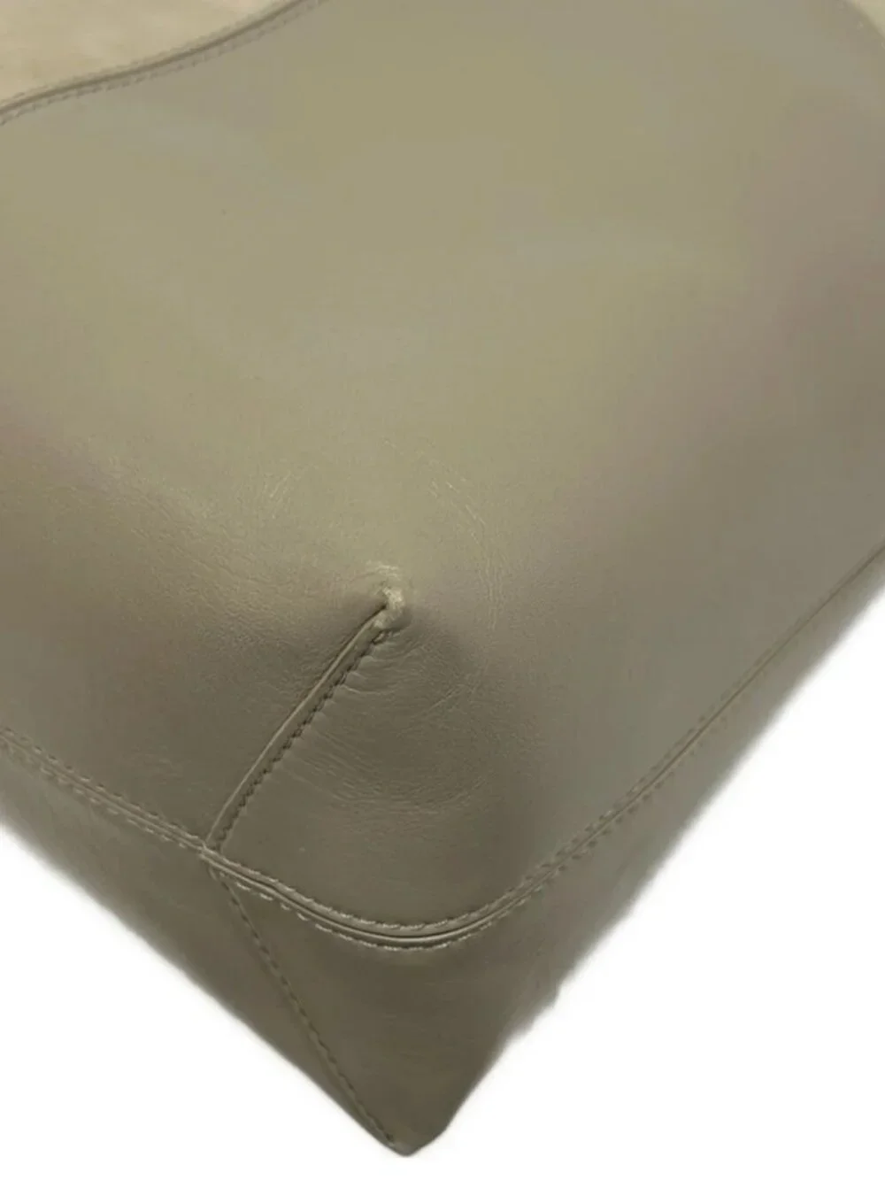 TORY BURCH Gray Beige Leather Nubuck Tote Bag